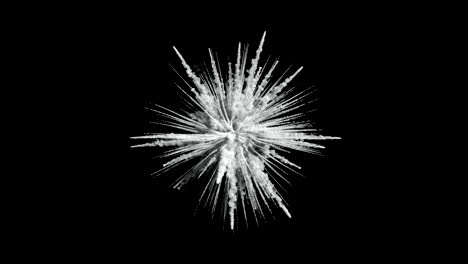 animation of a monochrome explosion of a powder.