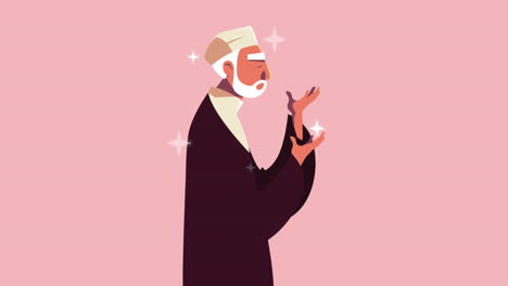 ramadan kareem animation with muslim man praying