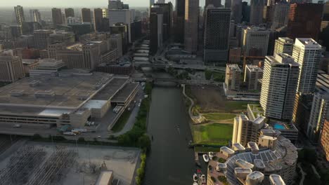 aerial view chicago skyline - reveal