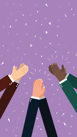 an animation of a flat applause with confetti background