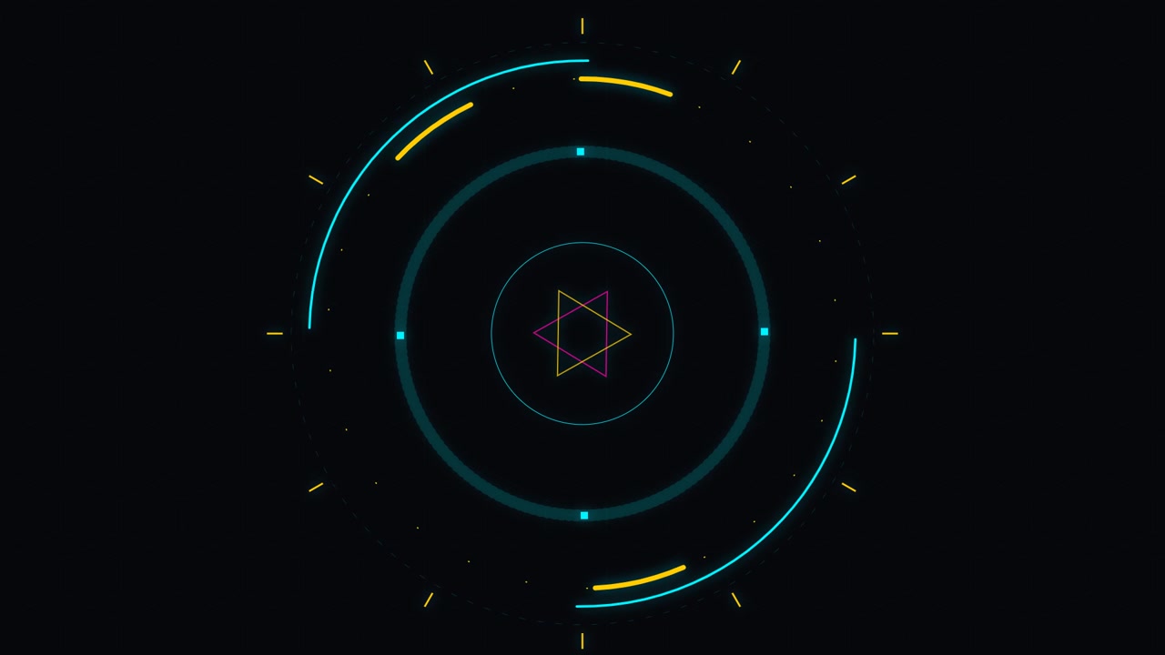 Abstract Digital HUD Interface with Rotating Geometric Star