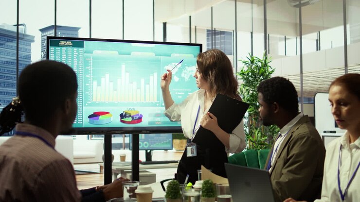 Team of business colleagues study feedback on projects for future improvements