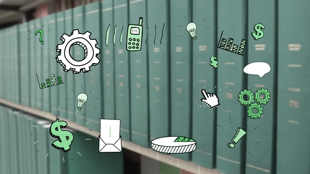 Different icons and books