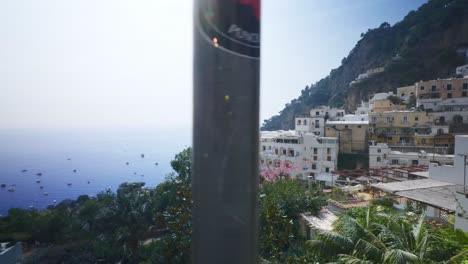 lush green landscape near ocean | positano italy scenic summer cliffside immersive travel tourism mountainside, europe, walking, shaky, 4k