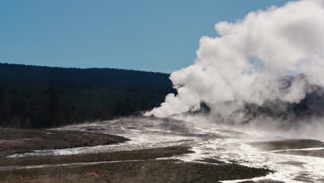 massive geyser eruption at yellowstone national park