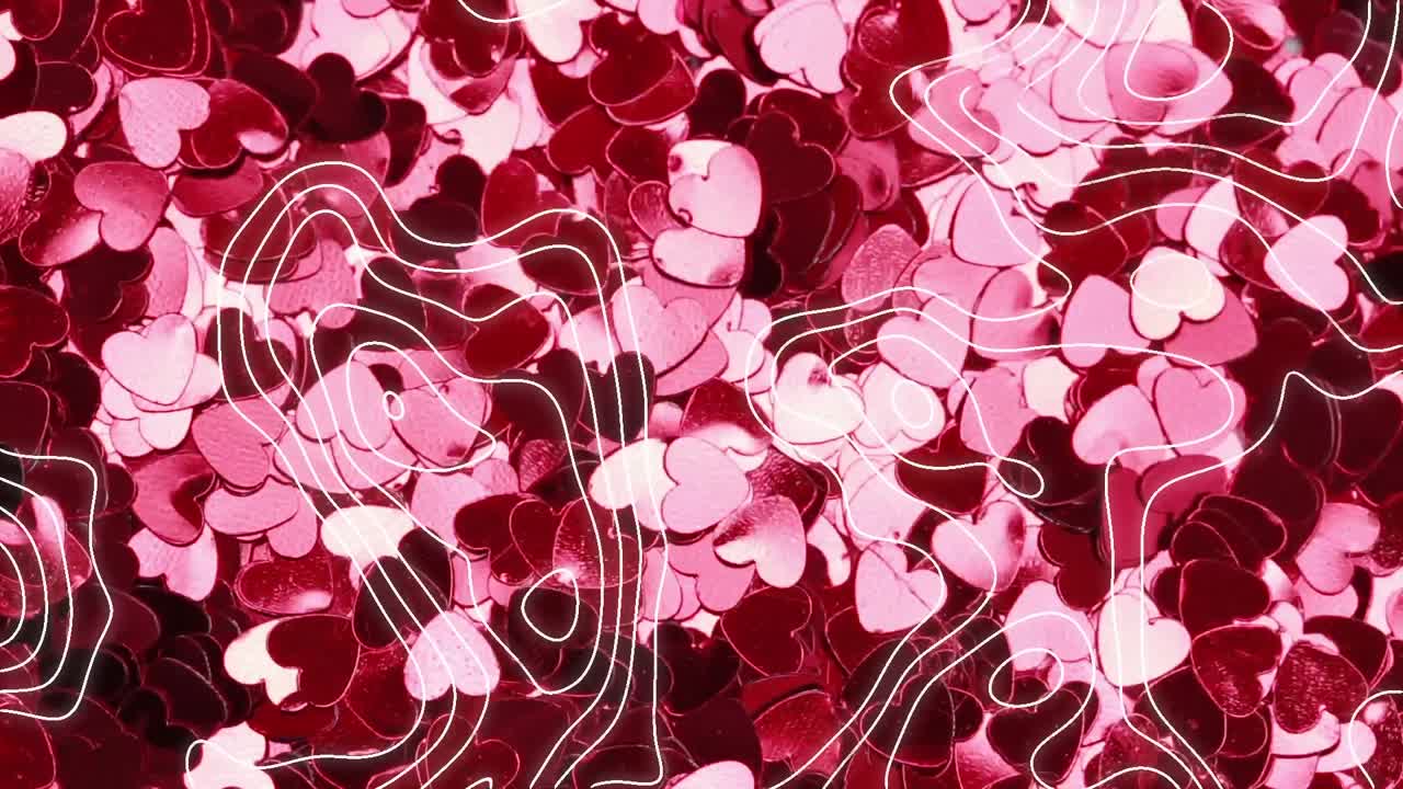 animación de líneas blancas sobre corazones rosados