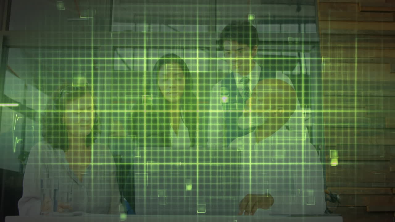 사무실에서 노트북을 사용하는 다양한 비즈니스 사람들에 대한 이소 전기 라인의 애니메이션