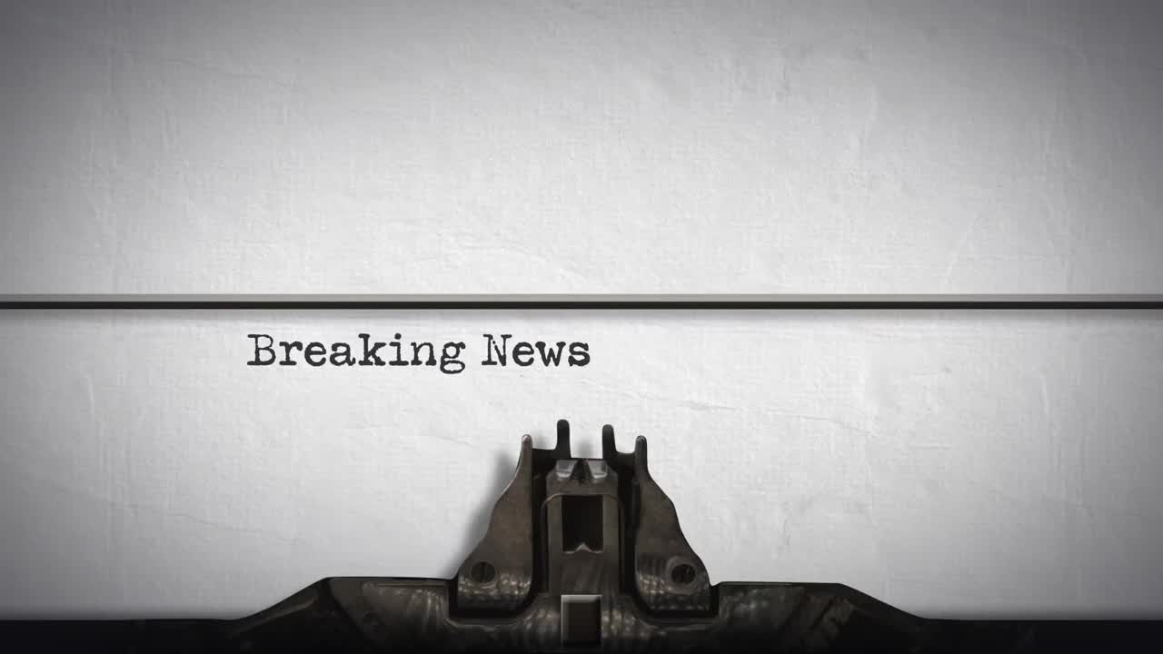 Animation words Breaking News written by a typewriter