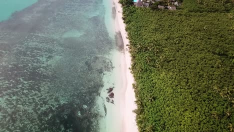 Fidschi---Fliegen-Der-Drohne-Entlang-Des-Blauen-Lagunenstrandes