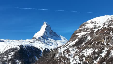 aerial view on zermatt valley and matterhorn peak in the morning