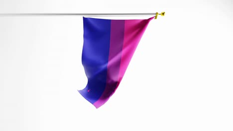 la bandera del orgullo bisexual ondeando contra un fondo blanco