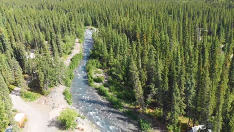 4K-Drone-Video-of-Beautiful-Carlo-Creek-near-Denali-National-Park-and-Preserve,-AK-during-Summer