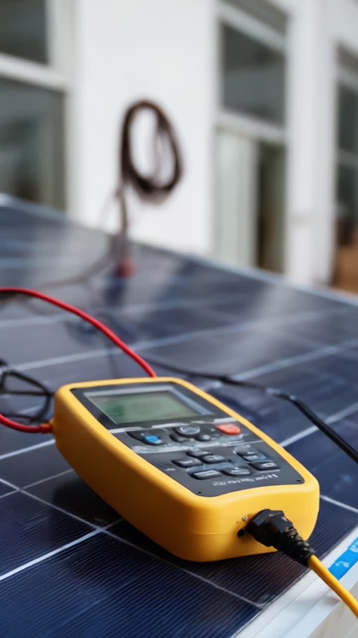 Multimeter on Solar Panel: Assessing Voltage and Current Levels for Optimal Solar Energy Performance and Monitoring Efficiency in Renewable Power Systems