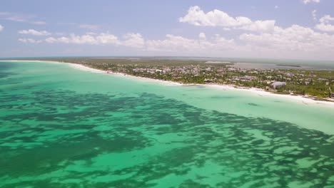 aerial shot of holbox island in mexico, yucatan
