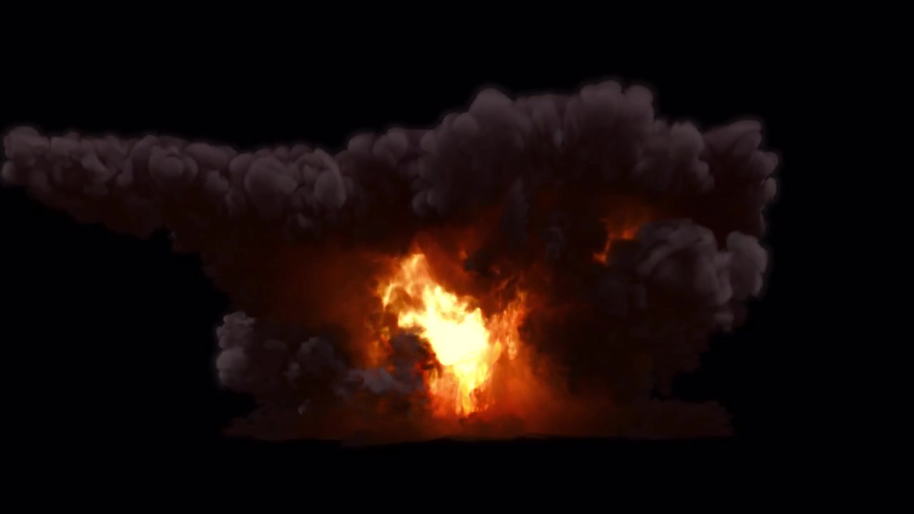 Massive fiery explosion on transparent background