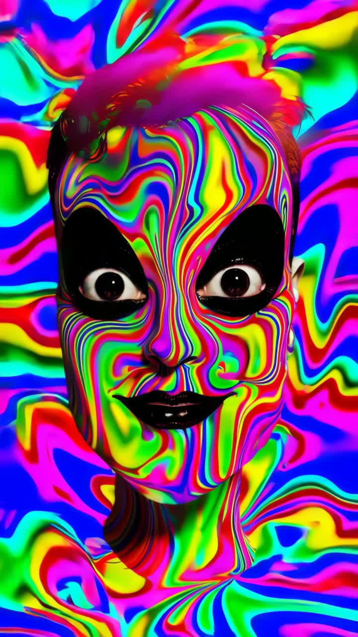 Psychedelic Abstract Portrait with Swirling Colors