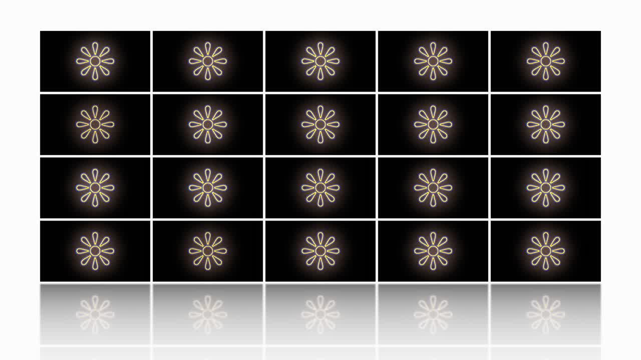 네온 효과가 있는 금색 여름 꽃 패턴