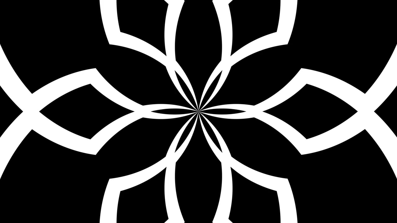 Hypnotiskt svartvitt abstrakt geometriskt kaleidoskopmönster-loop