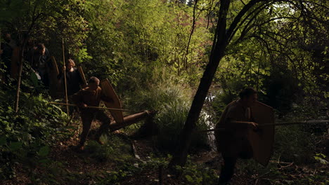 historical reenactment in the forest