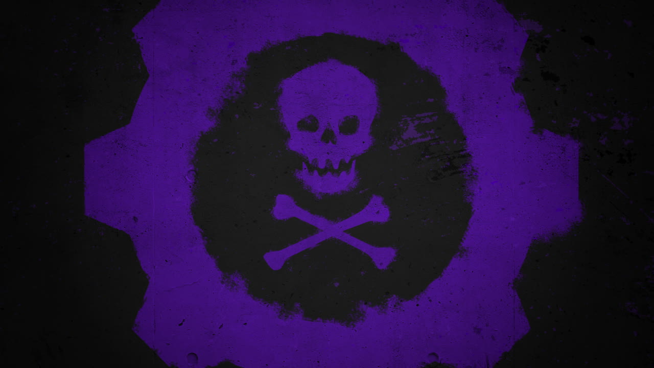 cráneo púrpura y signo tóxico en la textura grunge