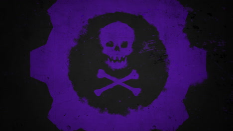 cráneo púrpura y signo tóxico en la textura grunge