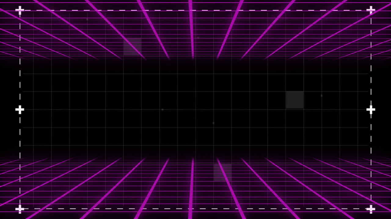 Neon pink lines creating retro grid animation on black background