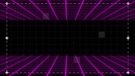Neon pink lines creating retro grid animation on black background