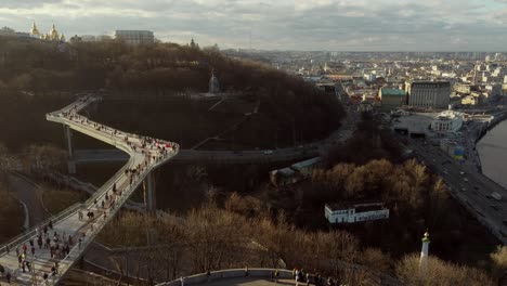 low angle view of new pedestrian bridge, called klitschko bridge.