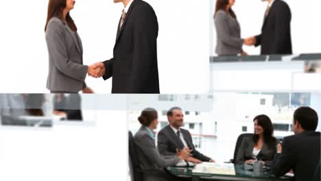 montaje de personas de negocios hablando juntas