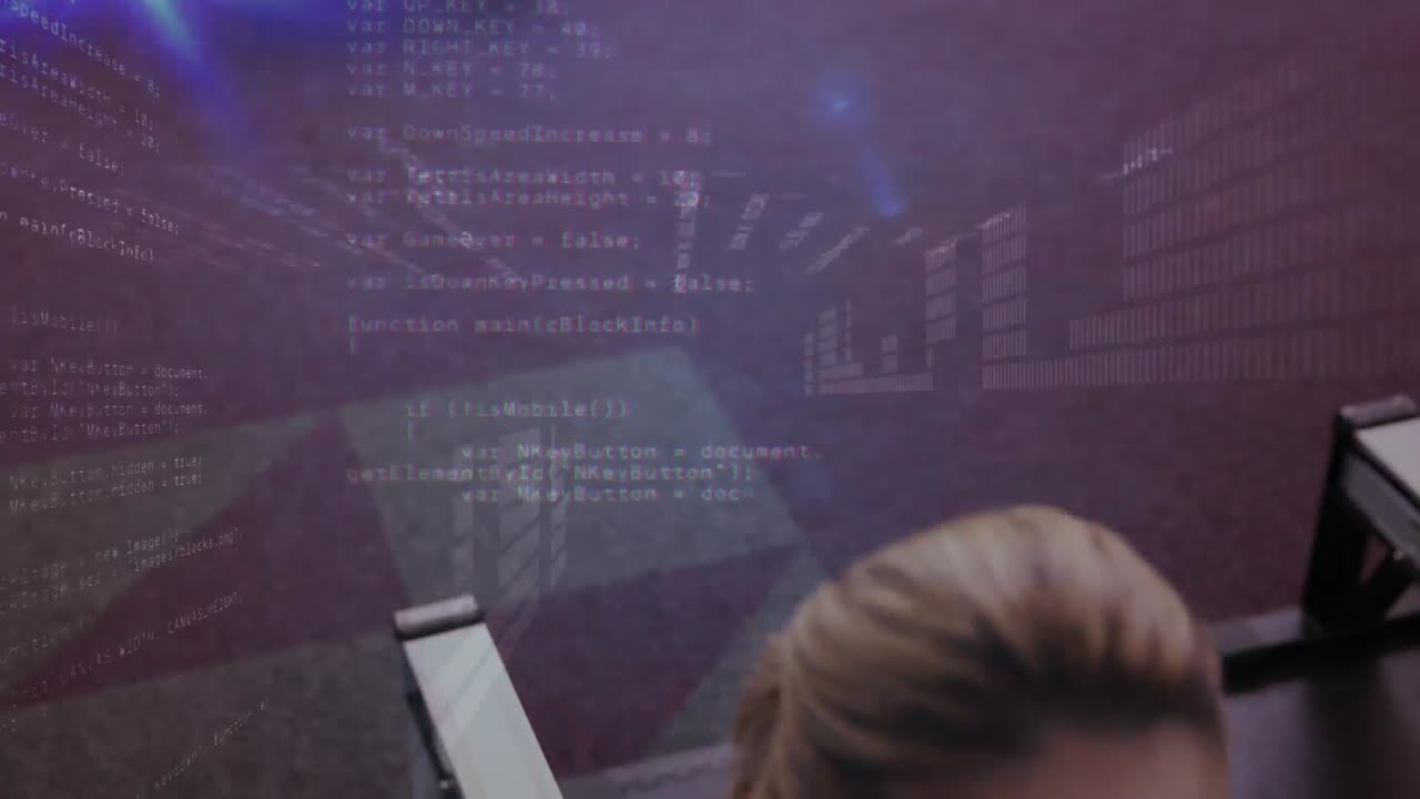 compuesto digital de mujeres haciendo ejercicio y códigos de interfaz