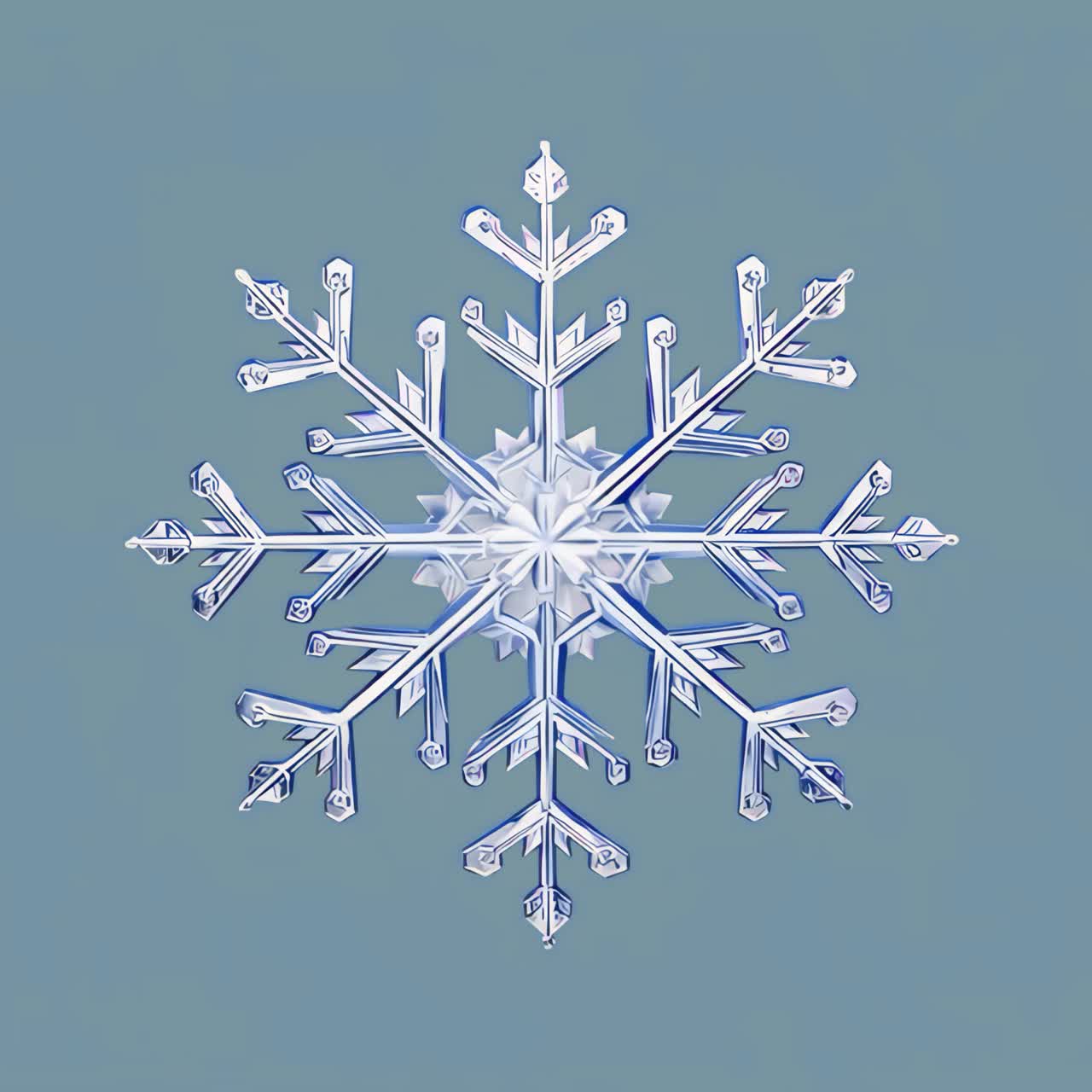 Intricate crystalline snowflake design animation isolated asset, transparent 4K video, alpha