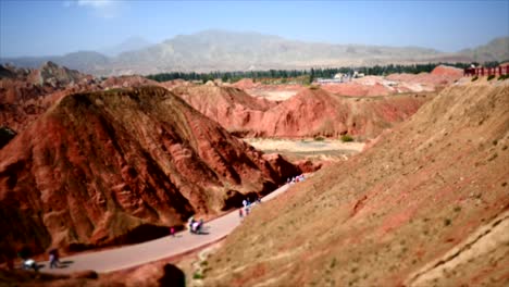 time lapse shot of china multi color mountain landscape at danxia