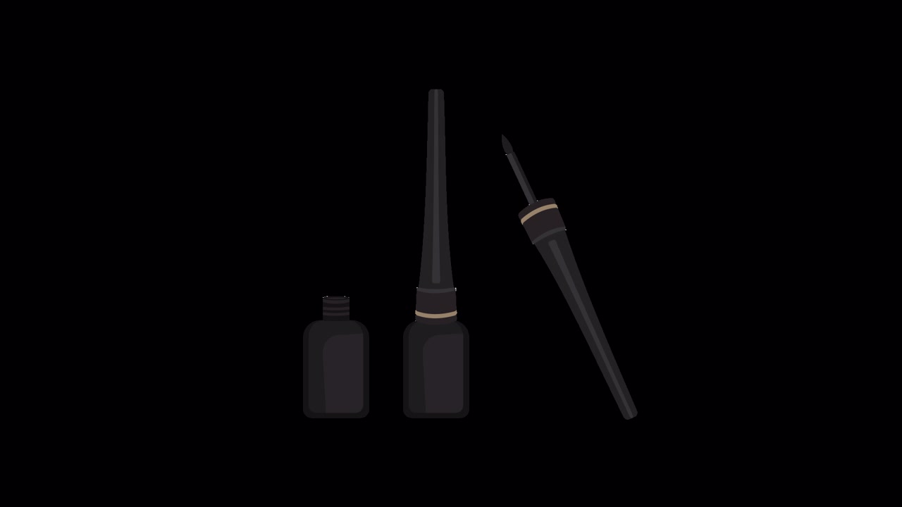 Flat Design Animation of Eyeliner Makeup Products