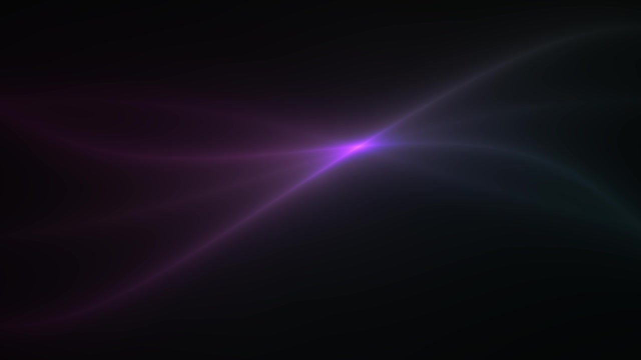 Onde luminose astratte verdi e viola su sfondo nero