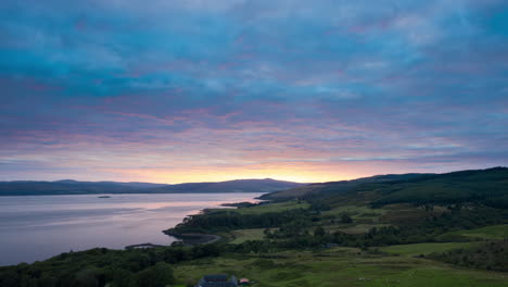 hyperlapse aerial shot travelling up the sound of mull, scotland