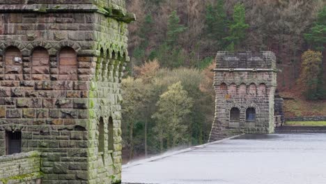 views of the famous howden and derwent stone build dams, used in the filming of the movie dam busters