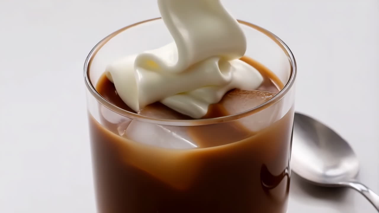 크림이 있는 얼음 커피