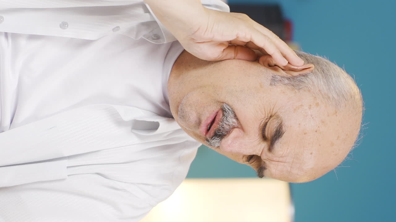 Vertical video of Earache. Itchy ear problem.