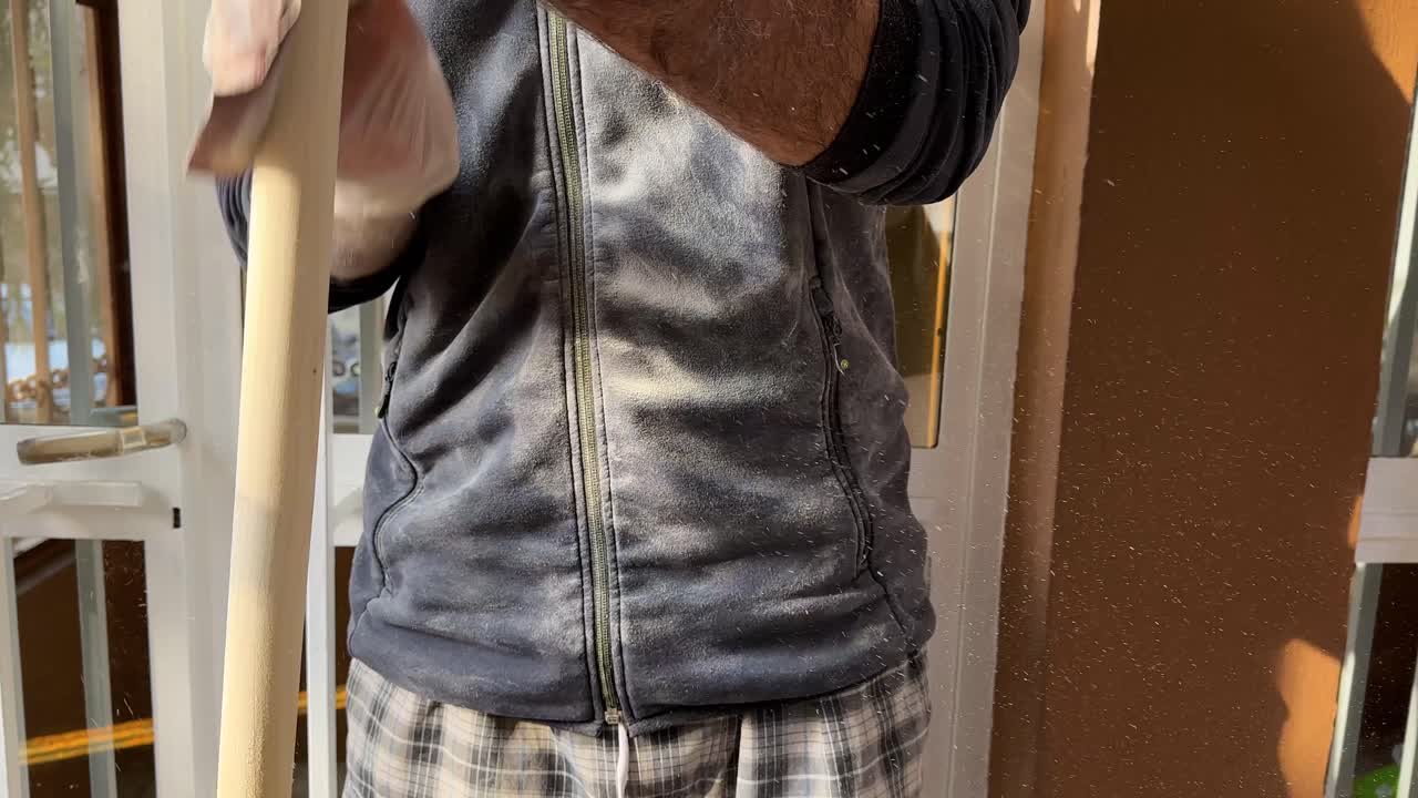 Wooden carpentry in professional local people workshop in Tehran handmade furniture artisan craft smooth timber sawdust DIY home decorative local design Iranian handicraft small business interior life