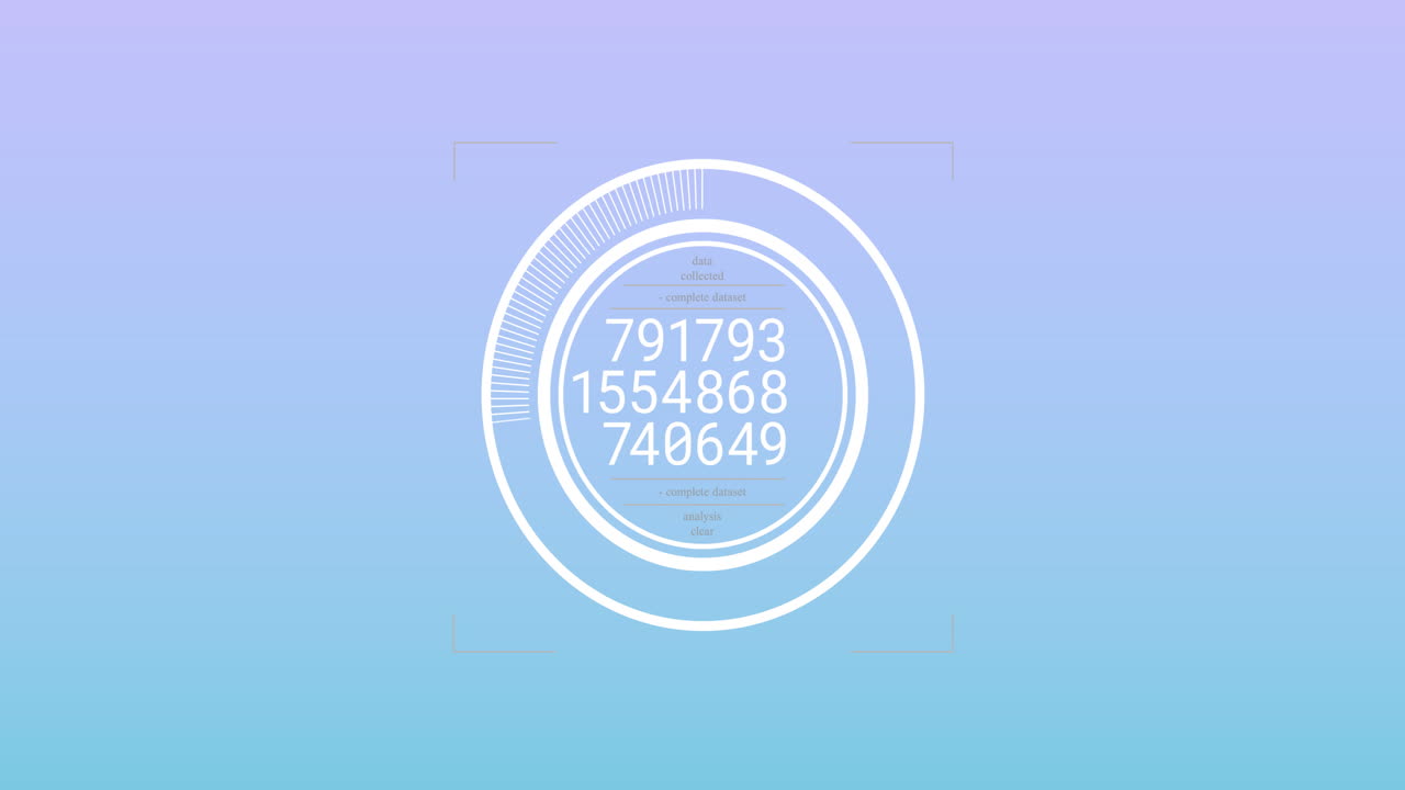 Animation of data processing and scope scanning on blue background