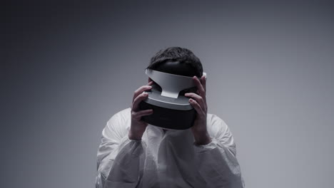 person wearing vr headset