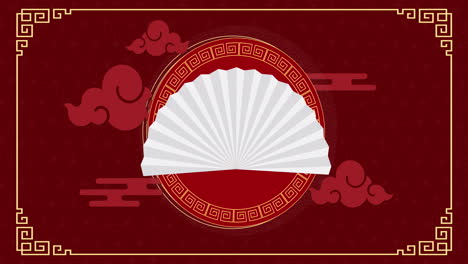 animación de decoraciones tradicionales chinas sobre fondo rojo
