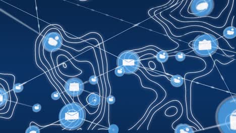 Animation-Des-Netzwerks-Von-Verbindungen-Mit-Symbolen-Auf-Leuchtend-Grünem-Hintergrund