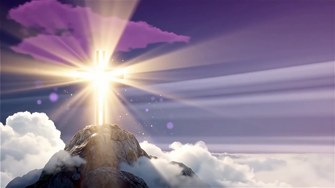 Croce Cristiana Luce Celestiale Sfondo per il Culto.