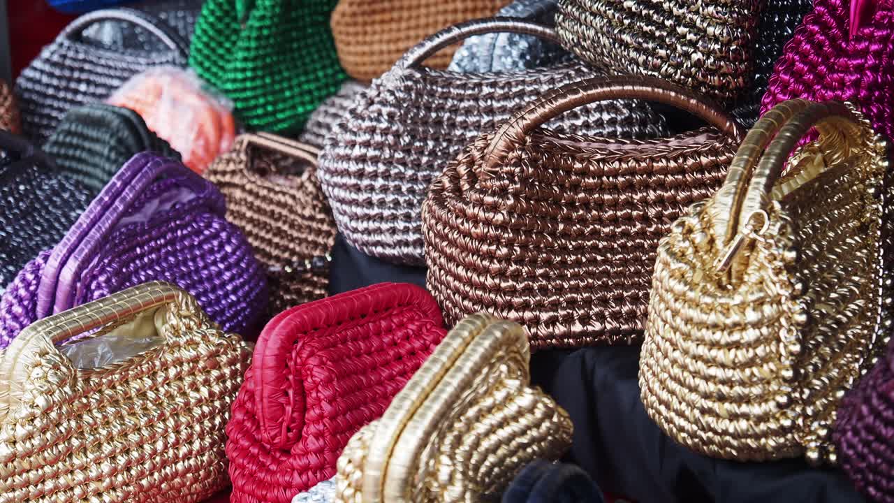 Colorful Crochet Bags Display