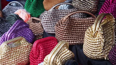 colorful crochet bags display