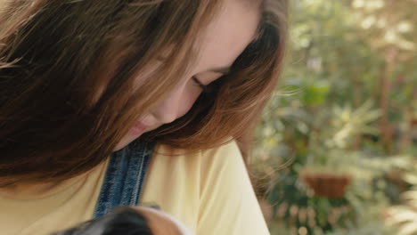 nature girl holding guinea pig at zoo enjoying excursion to wildlife sanctuary student having fun learning about animals 4k