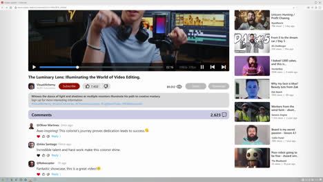 pestaña de la ventana del navegador web con interfaz de página de alojamiento de video