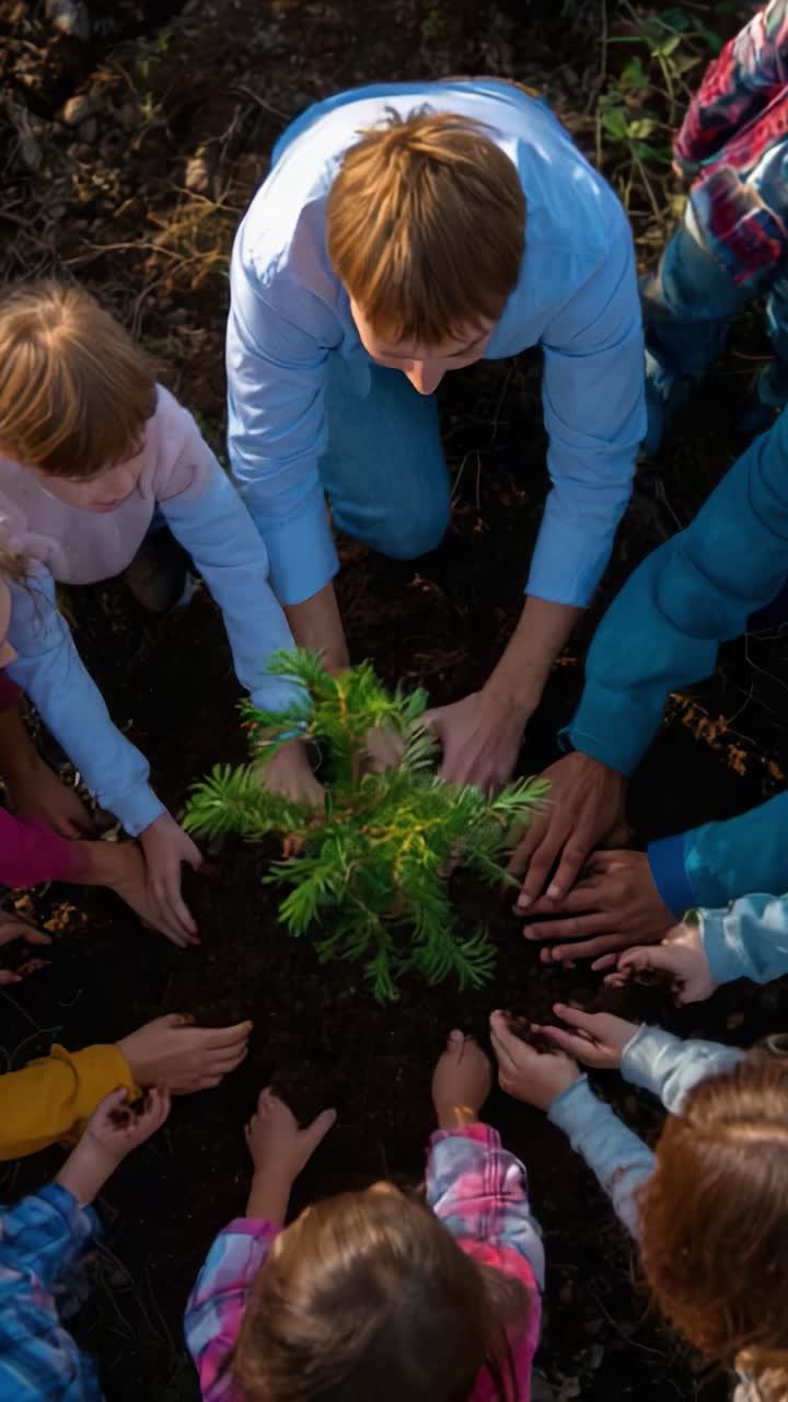 A Collaborative Tree Planting Activity: Children and Adults Unite in Nature Conservation for a Sustainable Future, Embracing Environmental Awareness and Community Efforts