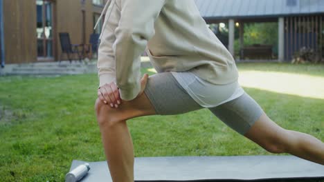 woman stretching outdoors